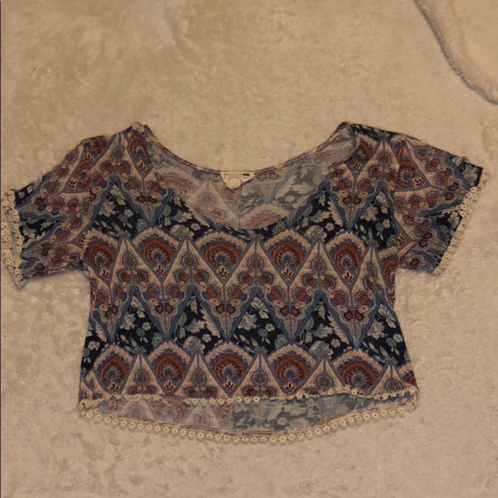 Pacsun Tribal Crop Top w/ Crochet Lining